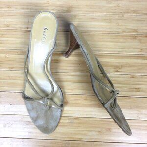 Bettye Muller Cream Suede Slide Sandals 40